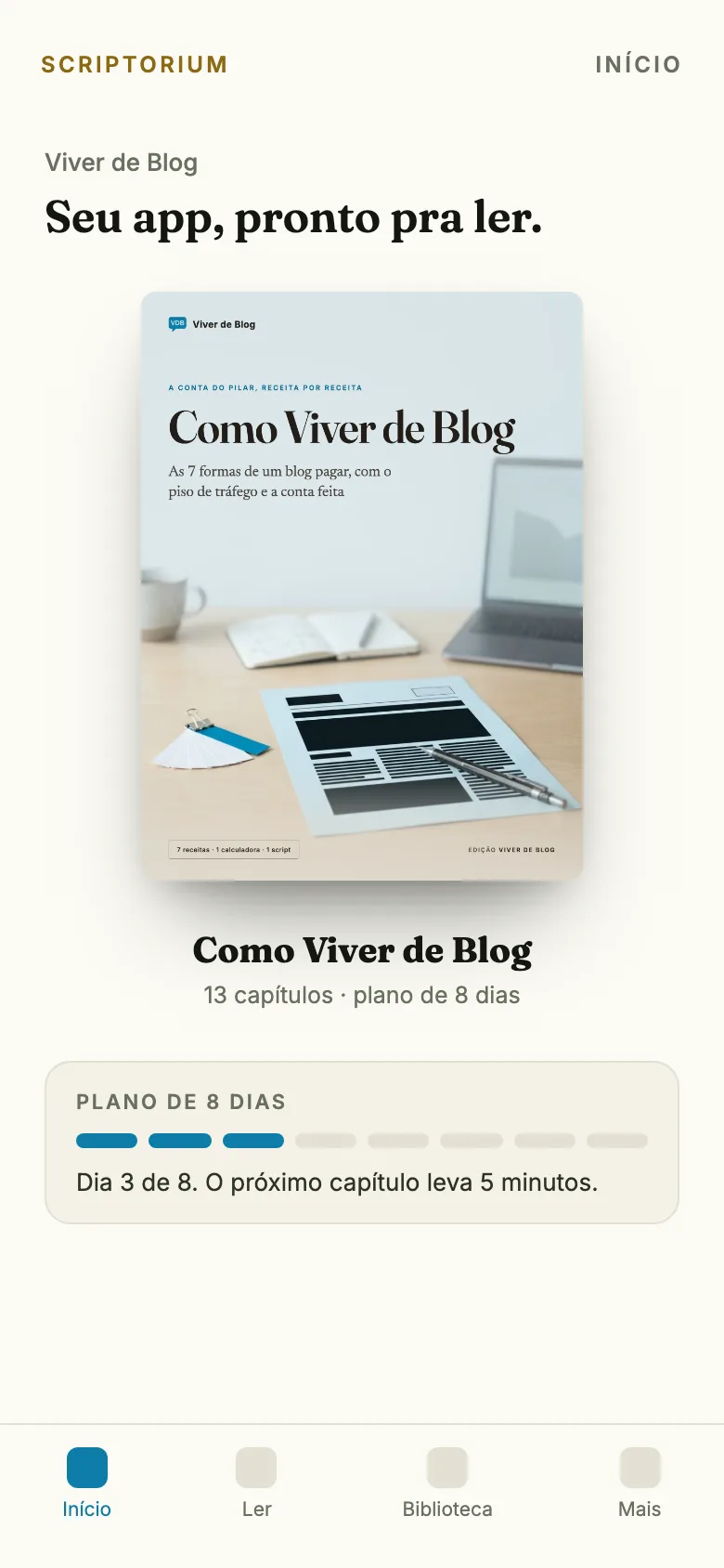 Capa do app do guia Como Viver de Blog