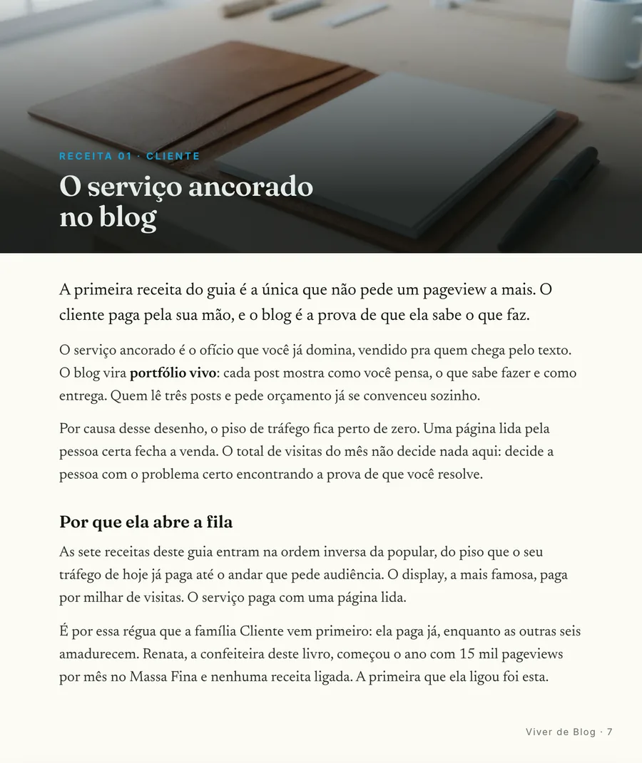 Abertura de receita: Cada receita abre em cena, do serviço que já pedia orçamento nos comentários ao display que liga por último