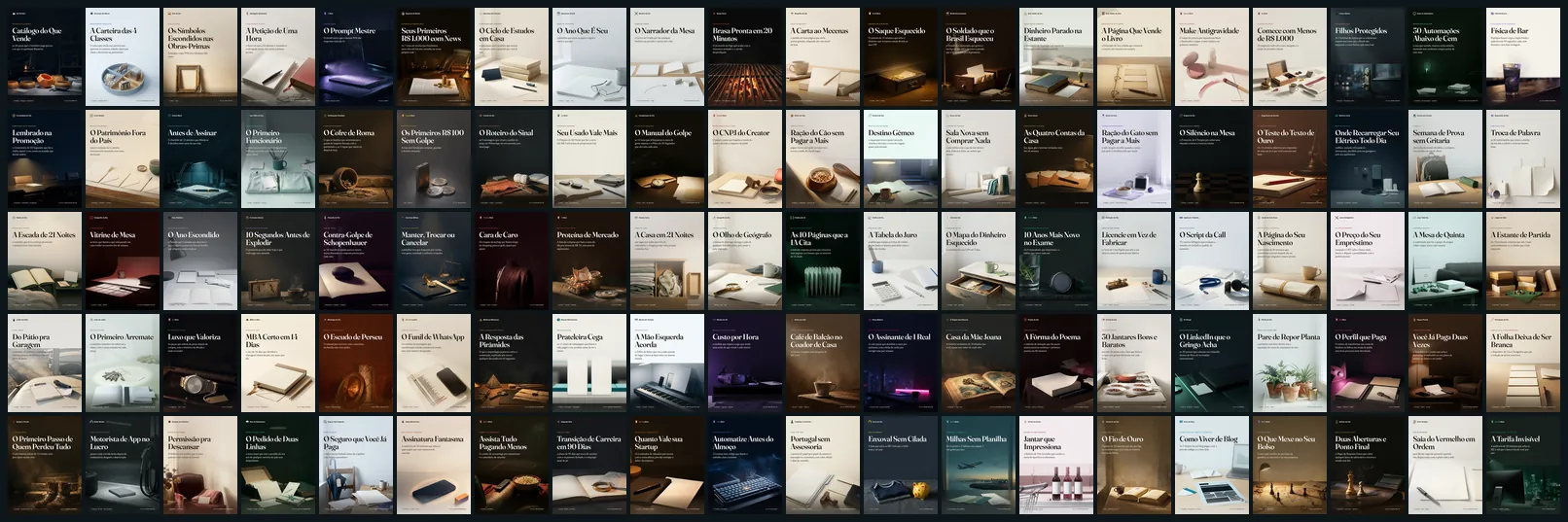 As capas dos 100 ebooks que a nossa rede de newsletters fez com IA em 2026