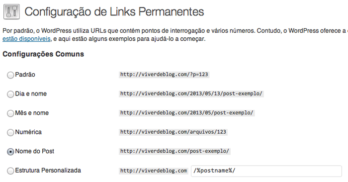 configuração-links-permanentes-wordpress